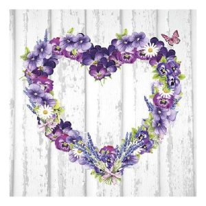 AMB.13309915 Purple Hearts papírszalvéta 33x33cm, 20db-os