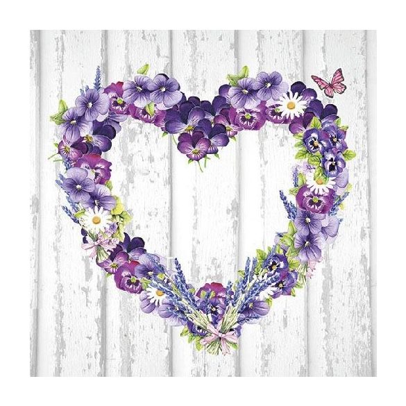 AMB.13309915 Purple Hearts papírszalvéta 33x33cm, 20db-os