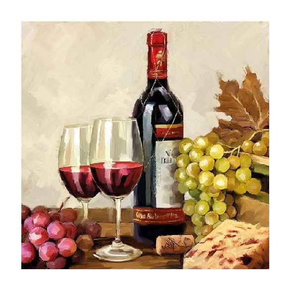 AMB.13310235 Wine & Grapes papírszalvéta 33x33cm, 20db-os