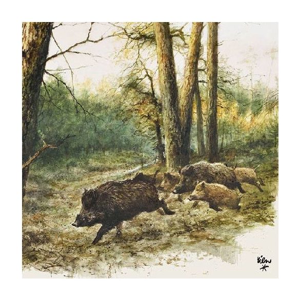 AMB.13311020 Wild Boars in the Woods papírszalvéta 33x33cm,20db-os