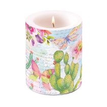 AMB.19111505 Roses & Cacti átvilágítós gyertya 12x10cm