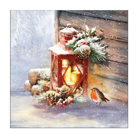 AMB.33315340 Robin By Lantern papírszalvéta 33x33cm, 20db-os