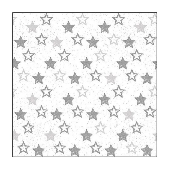 AMB.33312480 Stars All Over Silver papírszalvéta 33x33cm,20db-os