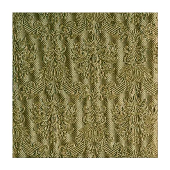 AMB.14011114 Elegance Olive Green dombornyomott papírszalvéta 40x40cm,15db-os