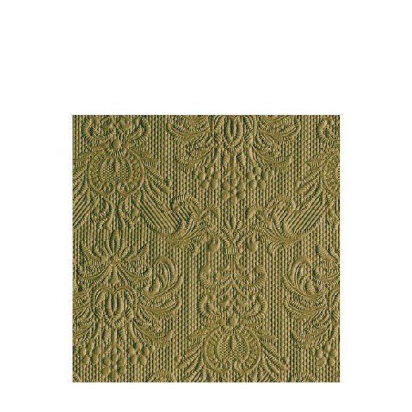 AMB.12511114 Elegance Olive Green dombornyomott papírszalvéta 25x25cm,15db-os