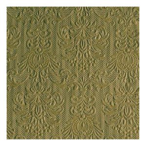 AMB.13311114 Elegance Olive Green dombornyomott papírszalvéta 33x33cm,15db-os