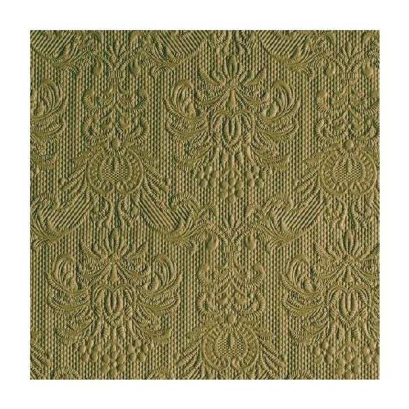 AMB.13311114 Elegance Olive Green dombornyomott papírszalvéta 33x33cm,15db-os