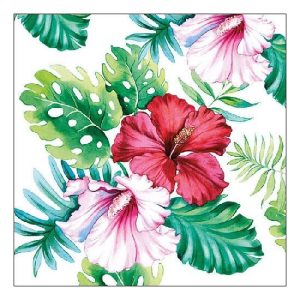 AMB.13313145 Hibiscus Floral White papírszalvéta 33x33cm,20db-os