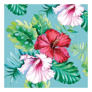 AMB.13313146 Hibiscus Floral Petrol papírszalvéta 33x33cm,20db-os