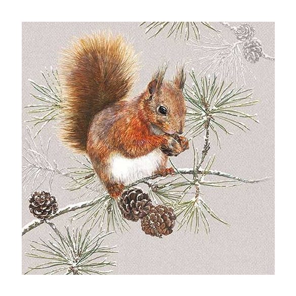 AMB.33313445 Squirrel In Winter papírszalvéta 33x33cm,20db-os