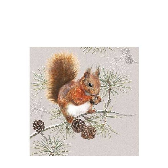 AMB.32513445 Squirrel In Winter papírszalvéta 25x25cm,20db-os