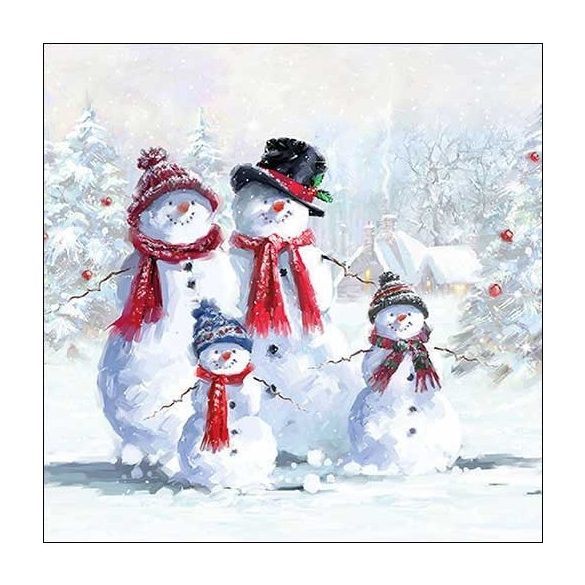 AMB.33313435 Snowman With Hat papírszalvéta 33x33cm,20db-os