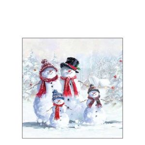 AMB.32513435 Snowman With Hat papírszalvéta 25x25cm,20db-os