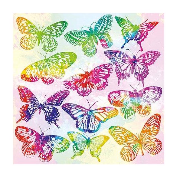 AMB.13314015 Aquarell Butterflies Mix papírszalvéta 33x33cm,20db-os