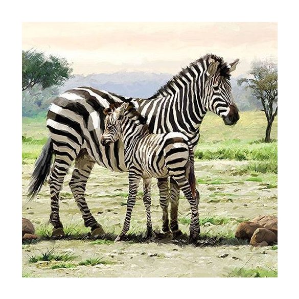 AMB.13314065 Zebras papírszalvéta 33x33cm,20db-os