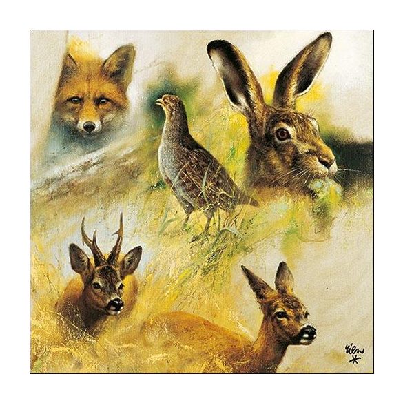 AMB.13314435 Wild Animals Collage papírszalvéta 33x33cm, 20db-os