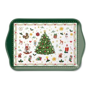 AMB.33714515 Christmas Evergreen white műanyag kistálca 13x21cm