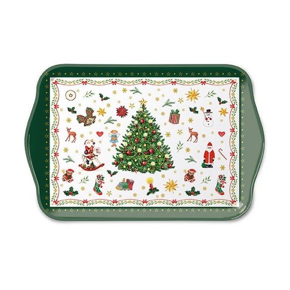 AMB.33714515 Christmas Evergreen white műanyag kistálca 13x21cm