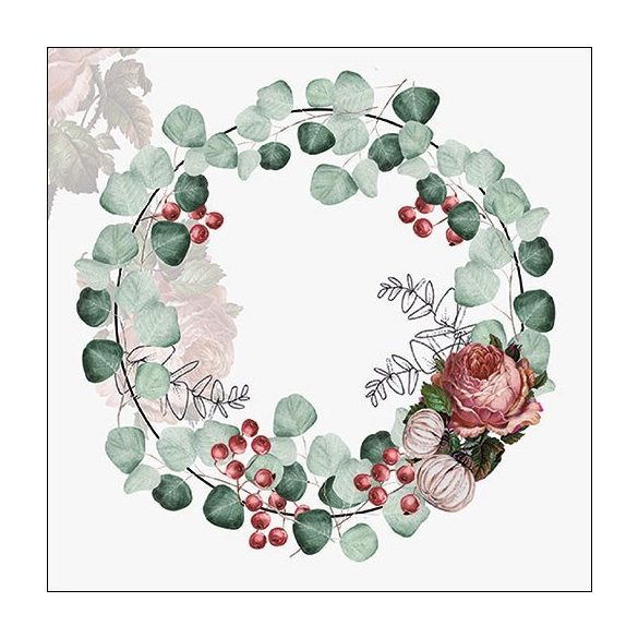 AMB.33314525 Wreath of Eucalyptus grey papírszalvéta 33x33cm,20db-os