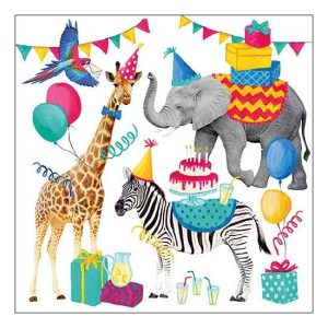 AMB.13314311 Animal Birthday White papírszalvéta 33x33cm,20db-os