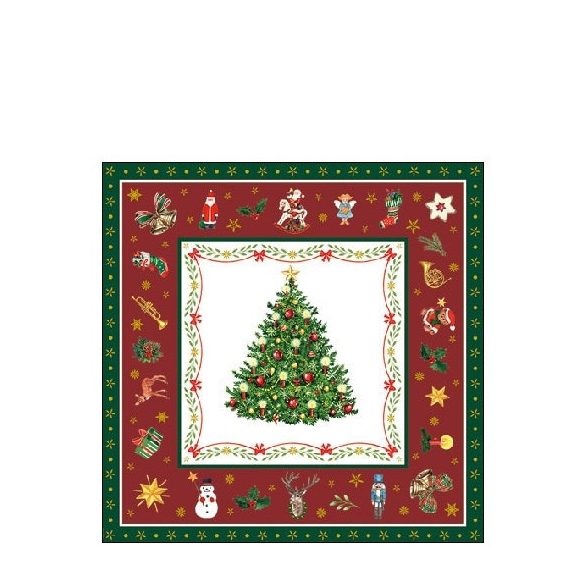 AMB.32514517 Christmas Evergreen red papírszalvéta 25x25cm, 20db-os