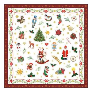 AMB.33314765 Ornaments All Over red papírszalvéta 33x33cm, 20db-os