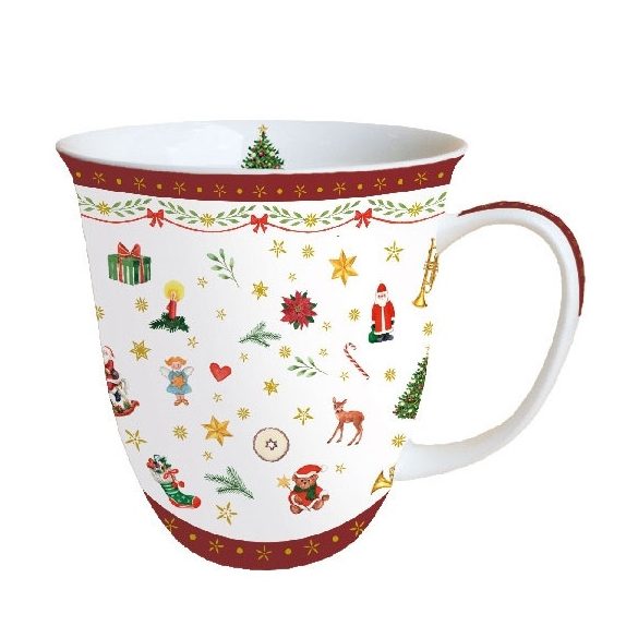 AMB.38414765 Ornaments All Over red porcelánbögre 0,4L