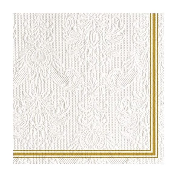 AMB.13314840 Elegance Lea White/Gold dombornyomott papírszalvéta 33x33cm, 15db-os