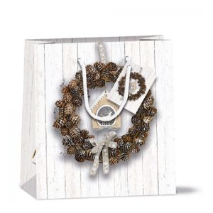 AMB.31215650 Pine Cone Wreath papír ajándéktáska 22x13x25cm