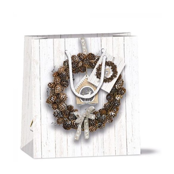 AMB.31215650 Pine Cone Wreath papír ajándéktáska 22x13x25cm