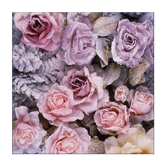 AMB.33315270 Winter Roses papírszalvéta 33x33cm, 20db-os