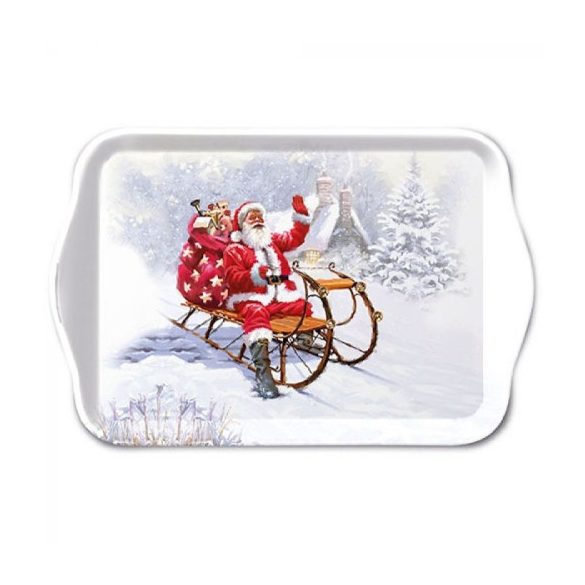 AMB.33715280 Santa On Sledge műanyag kistálca 13x21cm