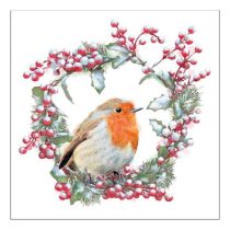   AMB.33315535 Robin In Wreath papírszalvéta 33x33cm, 20db-os