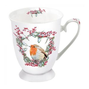 AMB.38715535 Robin in Wreath porcelánbögre 0,25l