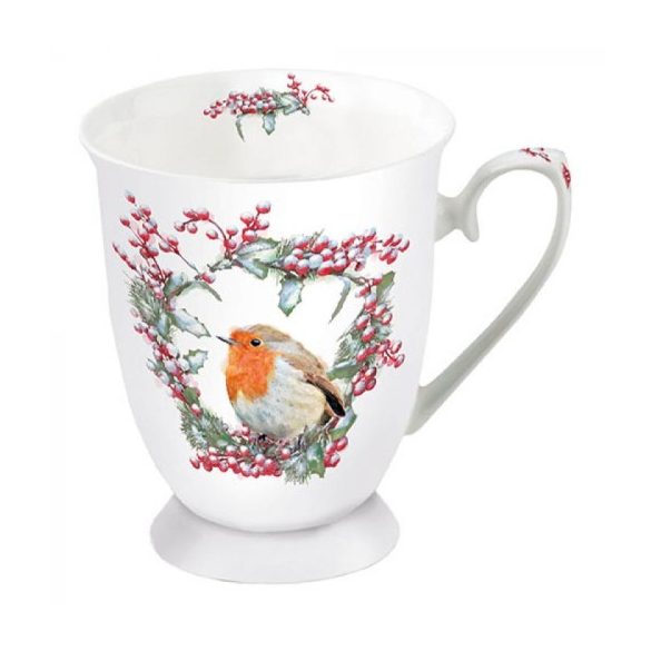 AMB.38715535 Robin in Wreath porcelánbögre 0,25l