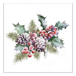 AMB.33315570 Holly And Berries papírszalvéta 33x33cm, 20db-os