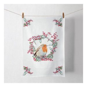 AMB.37815535 Robin In Wreath konyharuha 50x70cm, 100% pamut