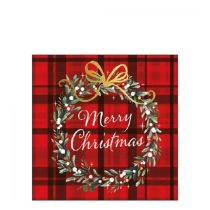   AMB.32515565 Christmas Plaid Red papírszalvéta 25x25cm, 20db-os