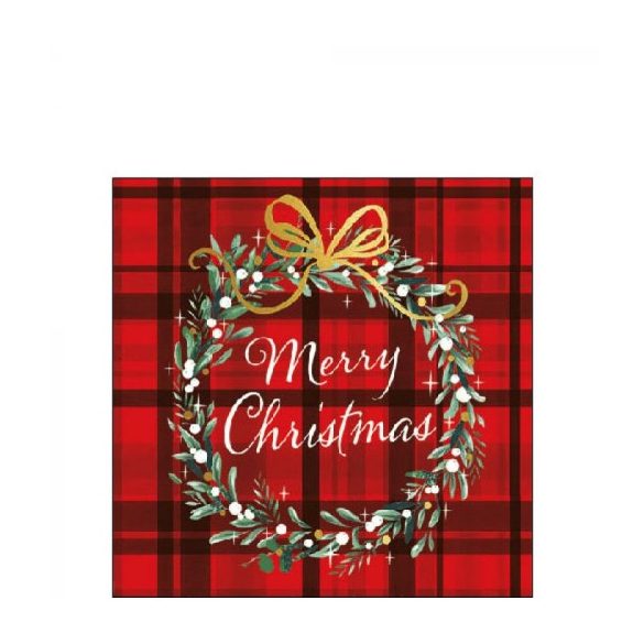 AMB.32515565 Christmas Plaid Red papírszalvéta 25x25cm, 20db-os