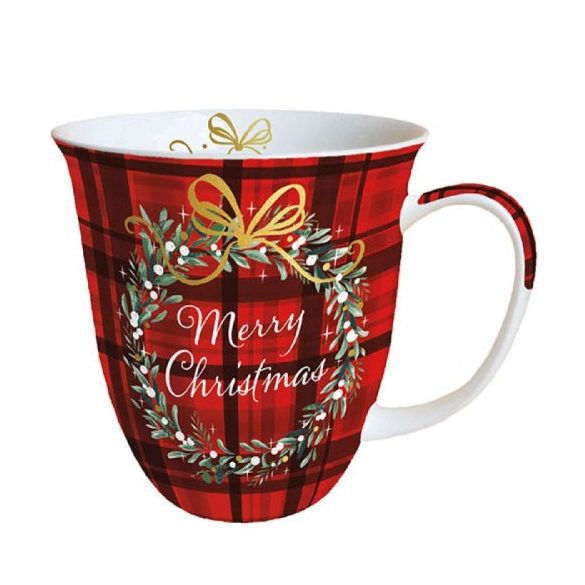 AMB.38415565 Christmas Plaid porcelánbögre 0,4l