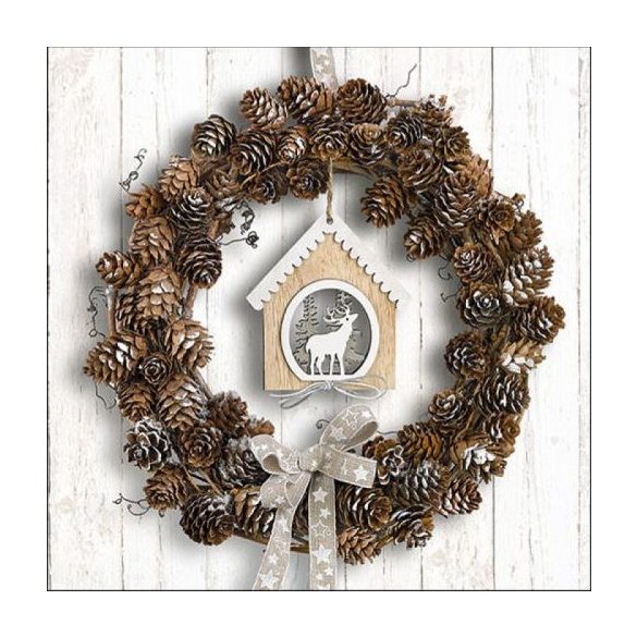 AMB.33315650 Pine Cone Wreath papírszalvéta 33x33cm, 20db-os