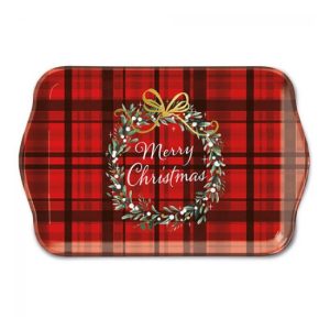 AMB.33715565 Christmas Plaid műanyag kistálca 13x21cm