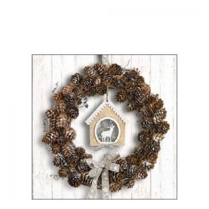 AMB.32515650 Pine Cone Wreath papírszalvéta 25x25cm, 20db-os