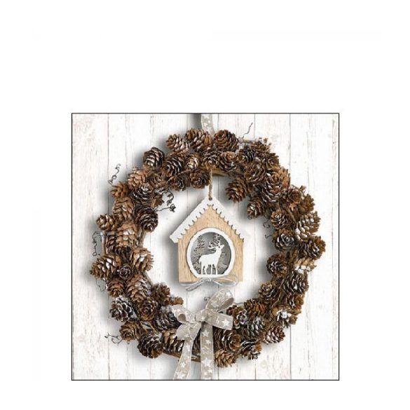 AMB.32515650 Pine Cone Wreath papírszalvéta 25x25cm, 20db-os