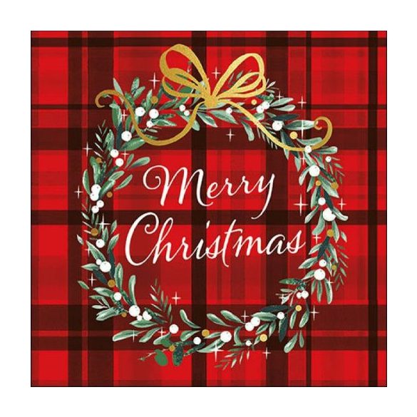 AMB.33315565 Christmas Plaid Red papírszalvéta 33x33cm, 20db-os