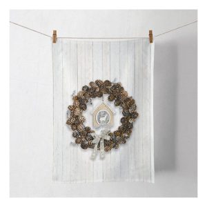 AMB.37815650 Pine Cone Wreath konyharuha 50x70cm, 100% pamut