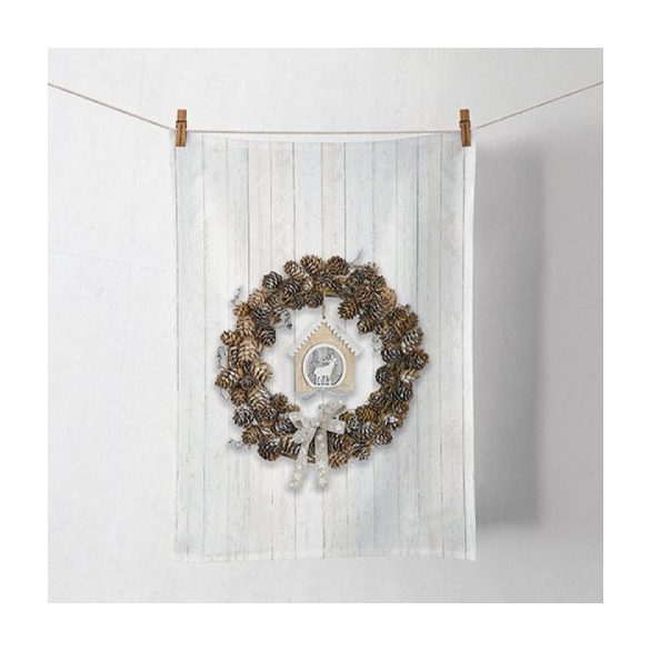 AMB.37815650 Pine Cone Wreath konyharuha 50x70cm, 100% pamut