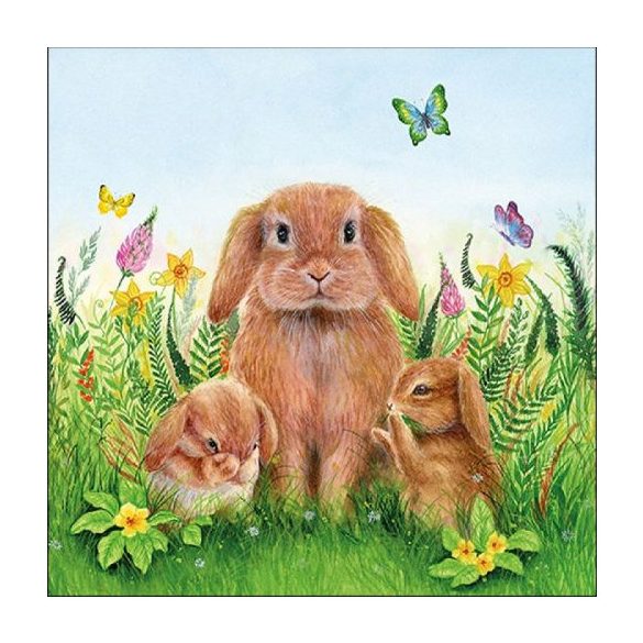 AMB.23315945 Rabbit Family papírszalvéta 33x33cm, 20db-os