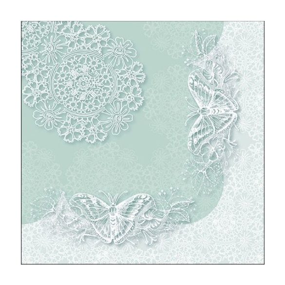 AMB.13316367 Butterfly Lace Aqua papírszalvéta 33x33cm,20db-os