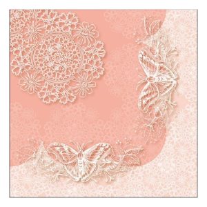 AMB.13316366 Butterfly Lace Rose papírszalvéta 33x33cm,20db-os